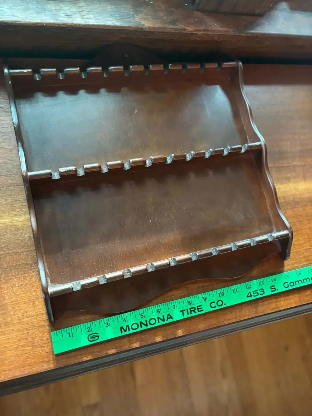 Vintage Wooden Wall Hanging 18 Slot Souvenir Spoon Display Rack Shelf Holder